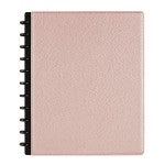 TUL Discbound Notebook With Pebbled Leather Cover, Letter Size, Narrow Ruled, 60 Sheets, Rose Gold