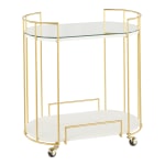 LumiSource Canary Contemporary 2-Shelf Cart, White/Gold