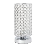 Elegant Designs Elipse Crystal Bedside Uplight Table Lamp, 10-3/4inH, Crystal Shade/Chrome Base