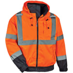 Ergodyne GloWear 8379 Type R Class 3 High-Visibility Fleece-Lined Thermal Bomber Jacket, Medium, Orange