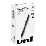 uni-ball Deluxe Rollerball Pens, Micro Point, 0.5 mm, Charcoal Barrel, Blue Ink, Pack Of 12