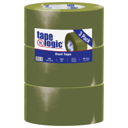 Tape Logic Color Duct Tape, 3in Core, 3in x 180ft, Olive Green, Case Of 3