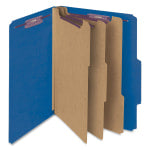 Smead Classification Folders, Top-Tab With SafeSHIELD Coated Fasteners, 3 Dividers, 3in Expansion, Letter Size, 50% Recycled, Dark Blue, Box Of 10