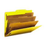 Smead Classification Folders, Top-Tab With SafeSHIELD Coated Fasteners, 3 Dividers, 3in Expansion, Letter Size, 50% Recycled, Yellow, Box Of 10