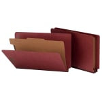 Smead Full End-Tab Classification Folder With SafeSHIELD Fastener, 2in Expansion, 1 Divider, 8 1/2in x 14in, Legal, 60% Recycled, Red, Box of 10