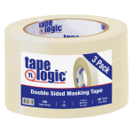 Tape Logic Double-Sided Masking Tape, 3in Core, 1in x 108ft, Tan, Case Of 3