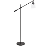 Lalia Home Swing-Arm Floor Lamp, 56inH, Clear Shade/Black Base