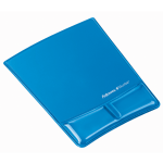 Fellowes Mouse Pad and Health-V Gel Palm Support, Microban Protection, 0.88in H x 8.25inW  x 9.88in D, Blue