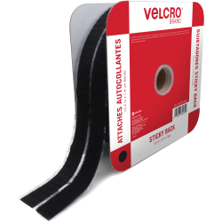 VELCRO Sticky Back Fasteners - 16.67 yd Length x 0.75in Width - 1 / Roll - Black