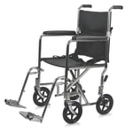 Medline Steel Transport Chair, 19in Seat, Chrome