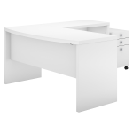 Bush Business Furniture Echo 60inW L-Shaped Bow-Front Corner Desk With Mobile File Cabinet, Pure White, Standard Delivery