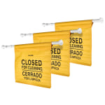 Alpine Safety Hanging Signs, Adjustable, 12-1/2in x 30-1/8in, Yellow, Pack Of 3 Signs