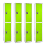 Alpine 2-Tier Steel Lockers, 72inH x 12inW x 12inD, Green, Set Of 4 Lockers