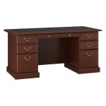 Bush Furniture Saratoga Executive 66inW Computer Desk, Harvest Cherry/Black, Standard Delivery