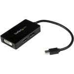 StarTech.com Travel A/V adapter - 3-in-1 Mini DisplayPort to DisplayPort DVI or HDMI converter - Connect your mini DisplayPort Device to a DisplayPort, HDMIor DVI Display, with this Compact, All-in-One Adapter