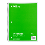 C-Line Wide Rule Spiral Notebooks, 8in x 10-1/2in, 1 Subject, 70 Sheets, Green, Case Of 24 Notebooks