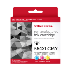 Office Depot Brand Remanufactured High-Yield Cyan, Magenta, Yellow Ink Cartridge Replacement For HP 564XLCMY, Pack Of 3