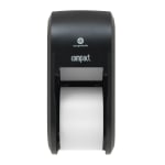 Compact by GP PRO, 2-Roll Vertical Coreless High-Capacity Toilet Paper Dispenser, 56790A, 7.35in x 6.21in x 13.6in, Black, 1 Dispenser