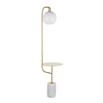 LumiSource Symbol LED Floor Lamp With Side Table, 66-1/2inH, White Shade/Gold And White Marble Base