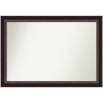 Amanti Art Non-Beveled Rectangle Wood Framed Bathroom Wall Mirror, 28-1/4in x 40-1/4in, Signore Bronze