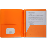 Business Source 3-Hole Punched Poly Portfolio, Letter Size, 8-1/2in x 11in, Orange