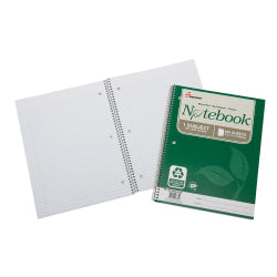 SKILCRAFT Spiral Notebook, 8-1/2in x 11in, 1 Subject, College Rule, 100 Sheets, 100% Recycled, Green, Pack of 3