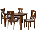 Baxton Studio Kasia Dining Set, 29-5/16inH x 43-5/16inW x 27-9/16inD, Gray/Walnut