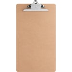 Business Source Hardboard Clipboard - 9in x 15 1/2in - Hardboard - Brown - 1 Each