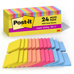 Post-it Super Sticky Big Notes, 11in x 11in, Bright Yellow, 30 Sheets Per Pad