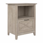 Bush Furniture Key West 24inW Lateral File Cabinet With Shelf, Washed Gray, Standard Delivery