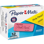 Paper Mate Pink Pearl Erasers, Large, Box Of 12