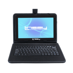 Linsay F10 Tablet, 10.1in Screen, 2GB Memory, 64GB Storage, Android 13, With Black Keyboard, F10XHDBK