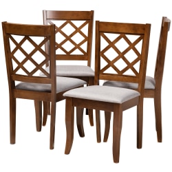 Baxton Studio Iora Dining Chairs, Light Beige/Walnut, Set Of 4 Chairs