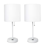 LimeLights Stick Lamps, 19-1/2inH, White Shade/White Base, Set Of 2 Lamps