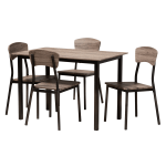 Baxton Studio Marcus Dining Set, 29-1/2inH x 43-5/16inW x 27-5/8inD, Black/Oak Brown