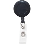 Advantus Swivel-back Clip-on Retractable ID Reel - Nylon, ABS Plastic - 12 / Pack - Black, Clear