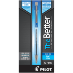 Pilot Better Retractable Ballpoint Pens, Fine Point, 0.7 mm, Translucent Blue Barrel, Blue Ink, Pack Of 12 Pens