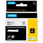 DYMO Rhino Permanent Poly Labels, DYM18482, Permanent Adhesive, 3/8inW x 18L, Direct Thermal, White, Polyester