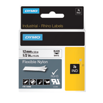 DYMO Rhino 18488 Black-On-White Tape, 0.5in x 11.5ft