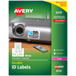 Avery Permanent Durable ID Labels With TrueBlock, 6576, 1 1/4in x 1 3/4in, White, Pack Of 1,600