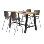 KFI Studios Midtown Bistro Table With 4 Stacking Chairs, 41inH x 36inW x 72inD, Kensington Maple/Brownstone