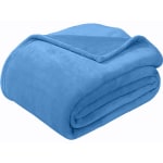 Sedona House Premium Microfiber Velvet Plush Flannel Throw Blanket, 60in x 80in Twin, Light Blue