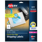 Avery Print-to-the-Edge Shipping Labels With Sure Feed For Color Laser Printers, 6878, Rectangle, 3-3/4in x 4-3/4in, White, Pack Of 100