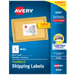 Avery TrueBlock Permanent Inkjet Shipping Labels, 8464, 3 1/3in x 4in, White, Pack Of 600