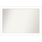 Amanti Art Non-Beveled Rectangle Framed Bathroom Wall Mirror, 28in x 40in, Wedge White