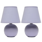 Creekwood Home Nauru Petite Ceramic Orb Base Table Lamp, 8-11/16inH, Purple Shades/Purple Bases, Set Of 2