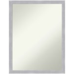 Amanti Art Narrow Non-Beveled Rectangle Framed Bathroom Wall Mirror, 26in x 20in, Grace Brushed Nickel