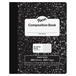 Office Depot Brand Composition Book, 7 1/2in x 9 3/4in, Quad Ruled, 100 Sheets