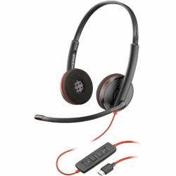 Plantronics Blackwire C3220 Dual-Ear Headset, Black/Red