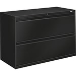 HON Brigade 800 42inW x 19-1/4inD Lateral 2-Drawer File Cabinet, Black